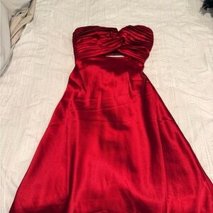 Princess Polly Red Ruched Strapless Cocktail Dress
